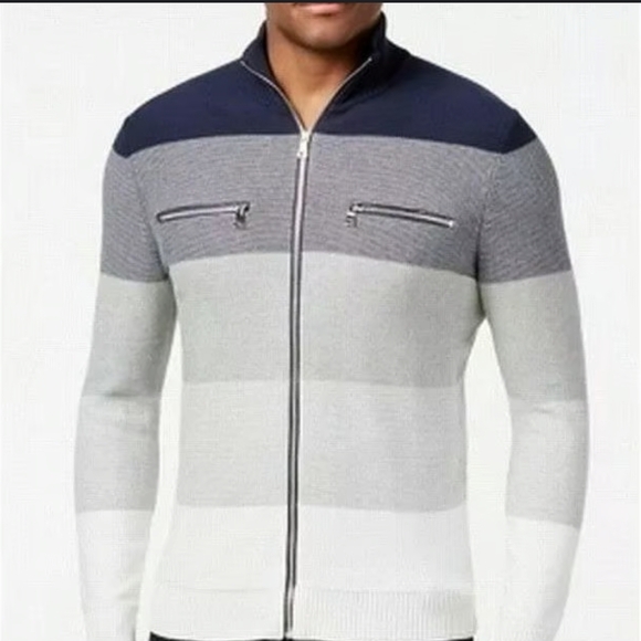 INC International Concepts Other - INC International Concepts Men's Navy and Gray Zip-Up Sweater